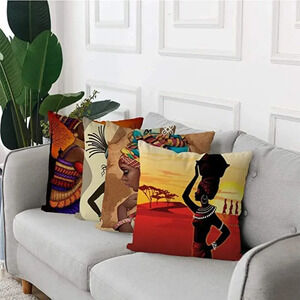 1pc African Pillow Covers 18x18,Indian American Women Pillows